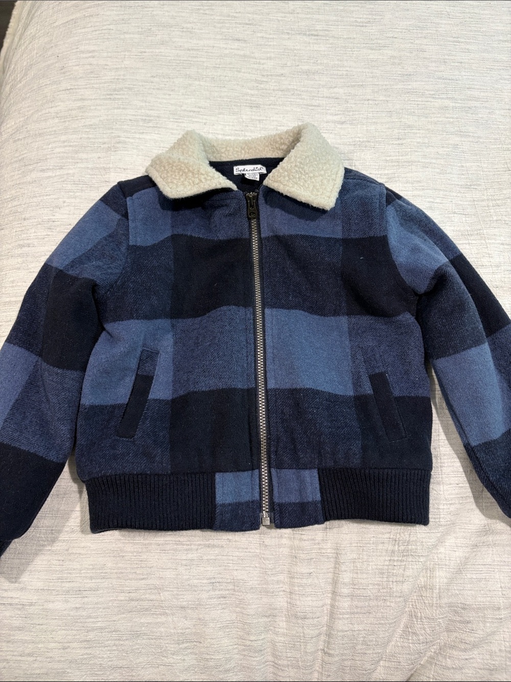 Splendid
Size 4
Blue Plaid Sherpa Collar Bomber Jacket
